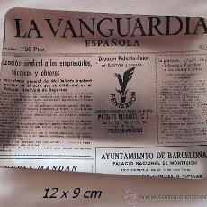 Coleccionismo Periódico La Vanguardia: BANDEJITA ANTIGUA PERIODICO LA VANGUARDIA ALUMINIO