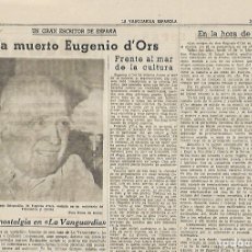 Coleccionismo Periódico La Vanguardia: AÑO 1954 MUERTE DE EUGENIO D'ORS LA MERCED RALLY PIRINEOS PUBLICIDAD ACEITE DE OLIVA MORO