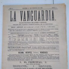 Coleccionismo Periódico La Vanguardia: LA VANGUARDIA - Nº 1 - MARTES 1 DE FEBRERO DE 1881 (EDICIÓN FASCIMIL 100 ANIVERSARIO). Lote 204974448