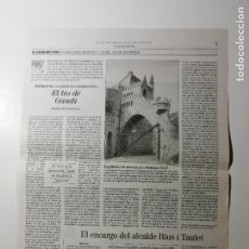 Coleccionismo Periódico La Vanguardia: RECORTE LA PUERTA DE LA BODEGA GÜELL ANTONI GAUDÍ FRANCESC RIUS I TAULET 2002 ARQUITECTURA. Lote 400715844