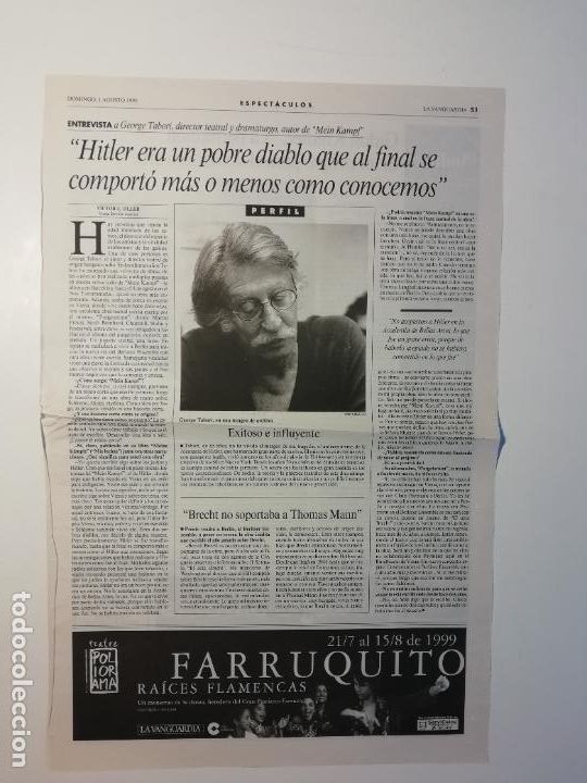 Collectionnisme Journal La Vanguardia: Entrevista a George Tabori Mein Kampf Gidon Kremer Violinista Festival Peralada 1 8 1999