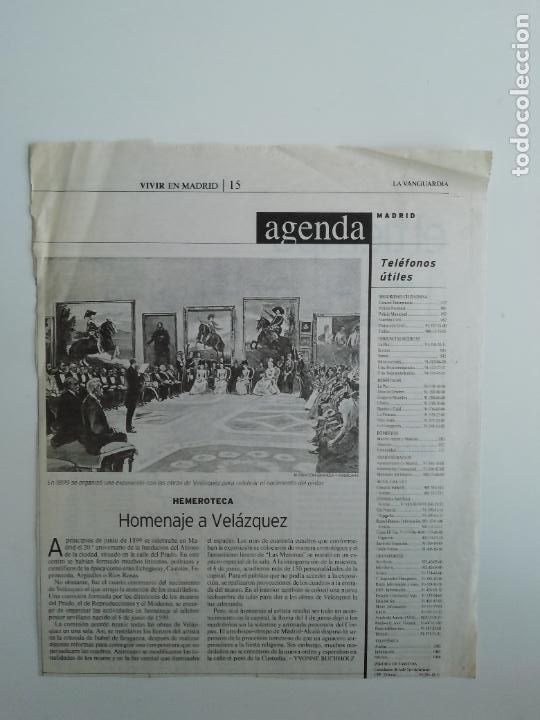 Collectionnisme Journal La Vanguardia: Recorte Hemeroteca Homenaje a Vel&aacute;zquez 1899 6 6 1999