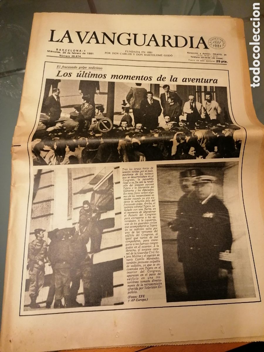 Coleccionismo Peri&oacute;dico La Vanguardia: Periodicos del 23f golpe de estado tejero