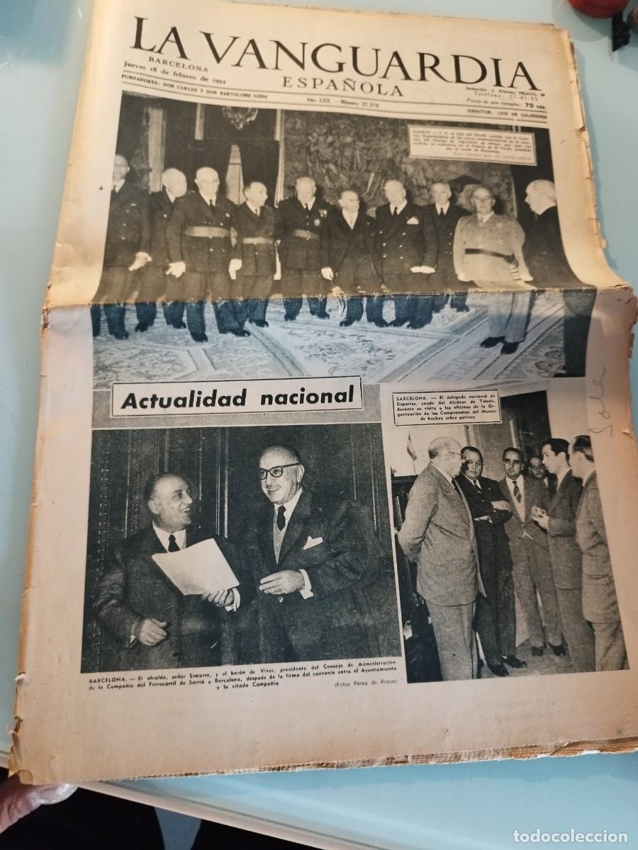 Coleccionismo peri&oacute;dico La Vanguardia: Antiguo peri&oacute;dico la vanguardia espa&ntilde;ola. Jueves 18 de febrero de 1954.