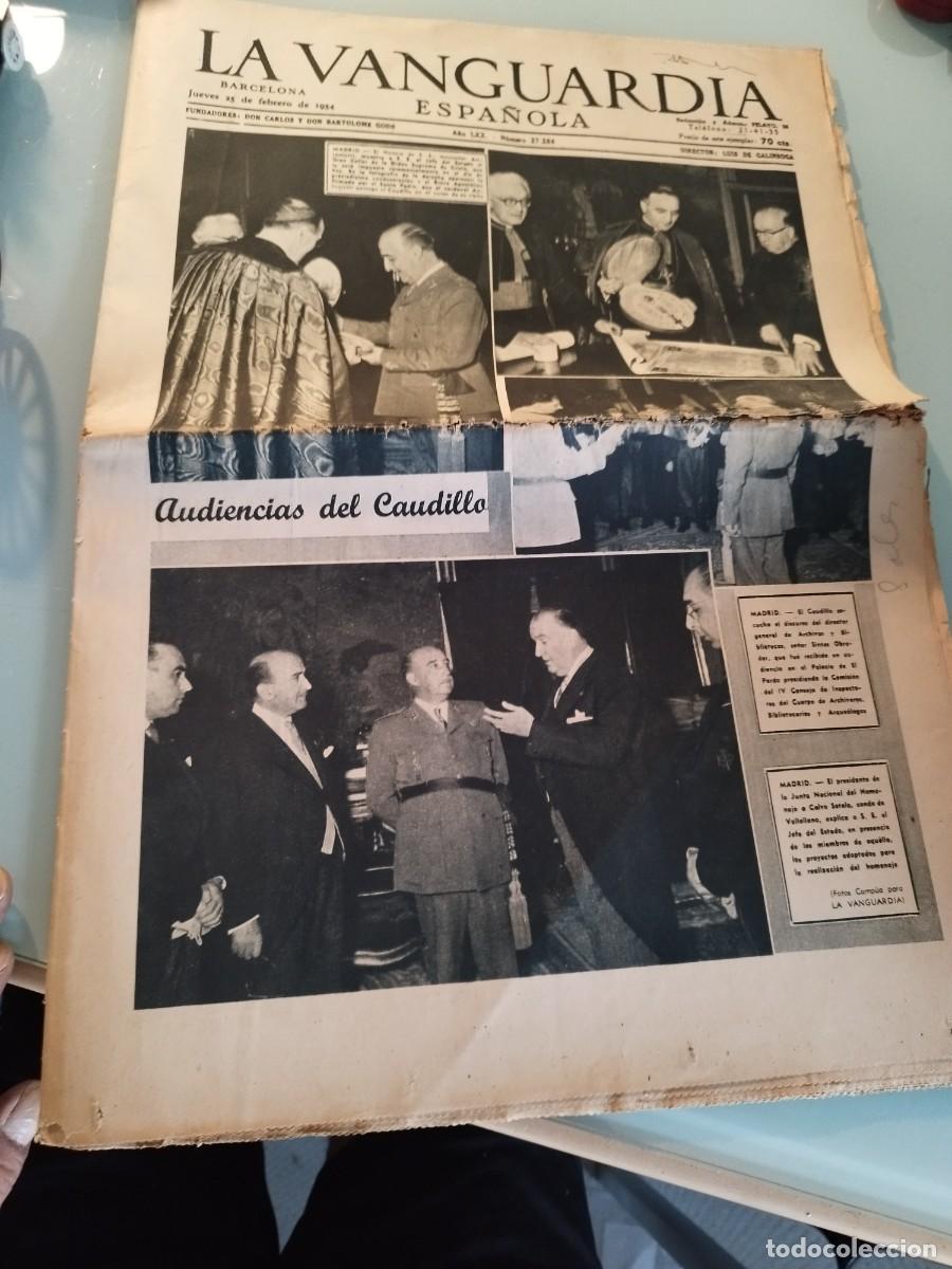 Coleccionismo peri&oacute;dico La Vanguardia: Antiguo peri&oacute;dico la vanguardia espa&ntilde;ola. jueves 25 de febrero de 1954 (A&ntilde;o LXXIII, N&uacute;mero 27.584.
