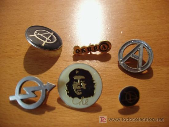 Pins de colecci&oacute;n: Super lote 7 pins Okupa, Che Guevara, Anarqu&iacute;a