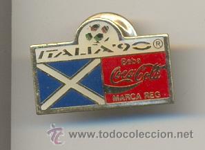 Pins de colecci&oacute;n: 13-col7. Pin Coca Cola. Italia-90. Bandera sin identificar