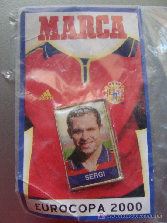 Pins de colecci&oacute;n: PIN DE DEPORTES. F&Uacute;TBOL. EUROCOPA INGLATERRA 1996. SERGI. FC BARCELONA. MARCA. PRECINTADO.