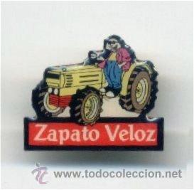 Pins de cole&ccedil;&atilde;o: PIN TRACTOR AMARILLO. ZAPATO VELOZ. PINS.