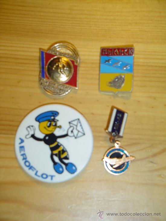 Pins de colecci&oacute;n: Lote de cuatro insignias de origen Rusia: aviaci&oacute;n, esqu&iacute;, etc.