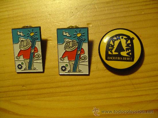 Pins de colecci&oacute;n: Lote de tres insignias relacionadas con esqu&iacute;: Sierra Nevada (Granada) y Baqueira Beret (Valle Aran)