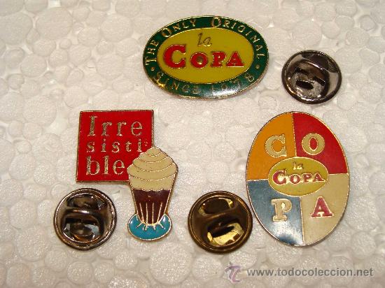 Pins de colecci&oacute;n: 3 PINS DE ALIMENTOS. LA COPA DE DANONE. CHOCOLATE. - Foto 1