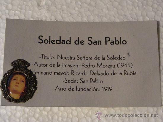 Pins de cole&ccedil;&atilde;o: PIN RELIGIOSO MEDALLA. SEMANA SANTA DE M&Aacute;LAGA. VIRGEN SOLEDAD DE SAN PABLO. SOLEDAD.