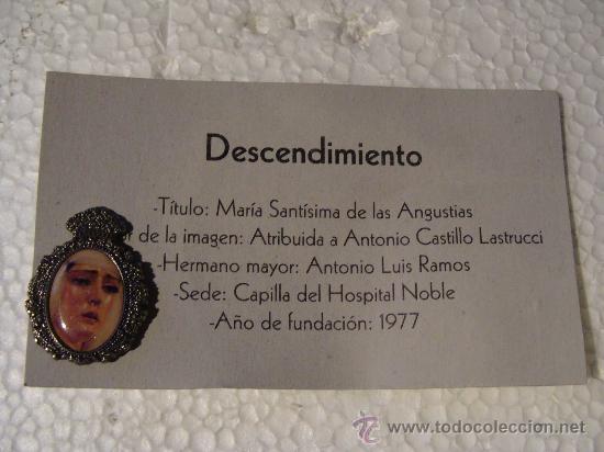 Collection pins: PIN RELIGIOSO MEDALLA. SEMANA SANTA DE M&Aacute;LAGA. VIRGEN COFRAD&Iacute;A DESCENDIMIENTO. ANGUSTIAS.