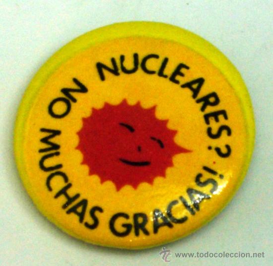 Pins de colecci&oacute;n: Chapa pin Nucleares no Muchas gracias a&ntilde;os 80