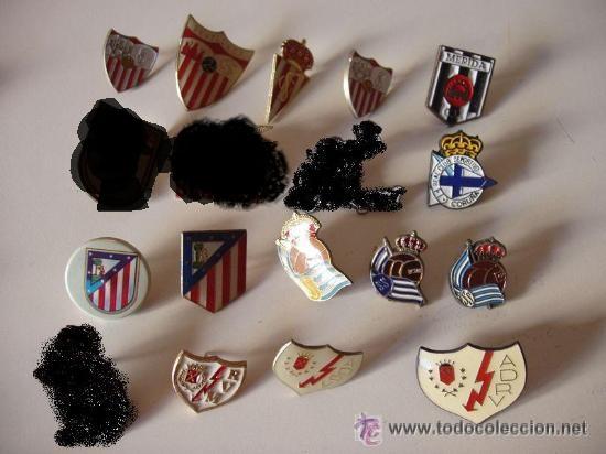 Sammlung von Pins: Super lote 49 pins escudos equipos de futbol: Sevilla, Atl&eacute;tivo Madrid, Real Sociedad, Valencia...