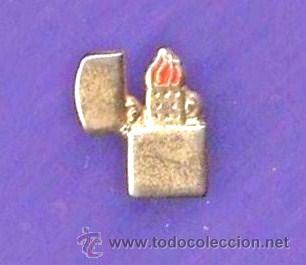 Pins de colecci&oacute;n: pin - mini - mechero / encendedor tipo zippo - metal dorado - a&ntilde;os 90