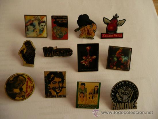 Pins de colecci&oacute;n: Lote 19 pins m&uacute;sica: Lola Flores, Camar&oacute;n, Julio Iglesias, Sabina, Ramones...