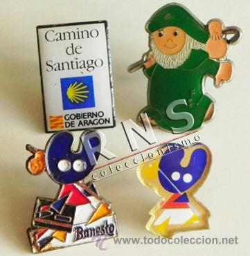 Pins de cole&ccedil;&atilde;o: LOTE PINS DEL CAMINO DE SANTIAGO PEREGRINO MASCOTA XACOBEO PIN ARAG&Oacute;N BANESTO RELIGI&Oacute;N CRISTIANA