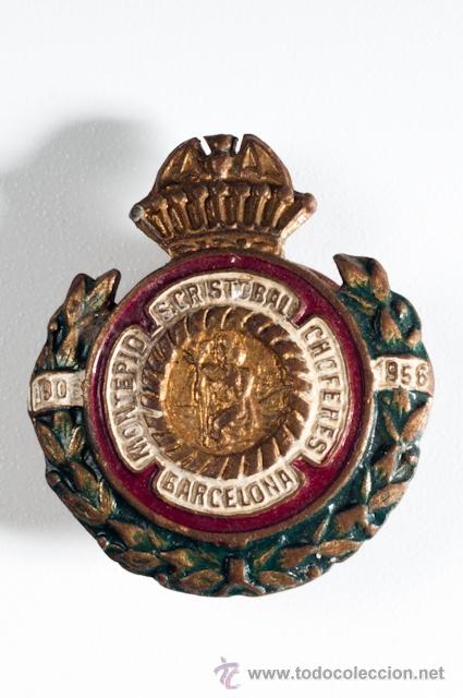 Pins de colecci&oacute;n: PIN INSIGNIA MONTEPIO S. CRISTOBAL CHOFERES BARCELONA,A&Ntilde;O 1956, CIERRE DE DE OJAL
