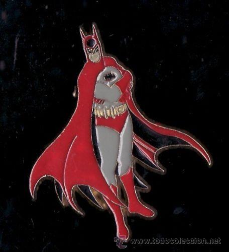 Sammlung von Pins: BATMAN: VERY RARE BIG VINTAGE METAL PIN -with CAP in RED.