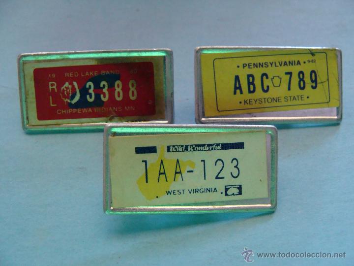 Pins de colecci&oacute;n: 3 BROCHES INSIGNIAS. MATR&Iacute;CULAS DE ESTADOS UNIDOS. PENNSYLVANIA, WEST VIRGINIA, MINESOTA