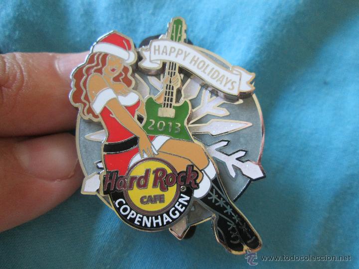 Sammlung von Pins: Pin Hard Rock Cafe Copenhagen Oficial Guitarra Chica Navidad DOBLE TROQUEL
