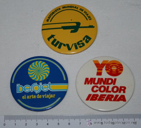 Collection pins: LOTE DE 3 CHAPAS DE PECHO DE AGENCIAS DE VIAJE, CHAPA PIN DE IBERIA IBEROJET Y TURVISA