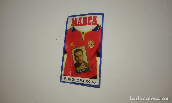 Pins de colecci&oacute;n: PIN DE LA EUROCOPA 2000 MOLINA JUGADOR ATLETICO MADRID  FUTBOL MARCA PINS