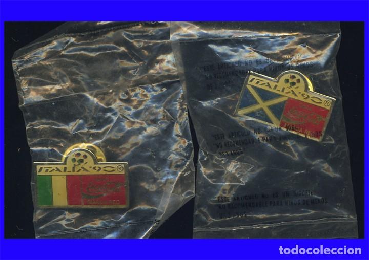 Pins de colecci&oacute;n: 2 PINES COCA COLA MUNDIAL ITALIA 90 EN SU BLISTER ESCOCIA + ITALIA