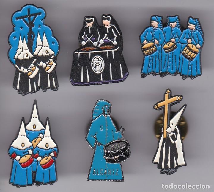 Pins de colecci&oacute;n: LOTE DE 6 PINS RELIGUIOSOS DE COFRADIA Y TAMBORES DE ALCA&Ntilde;IZ