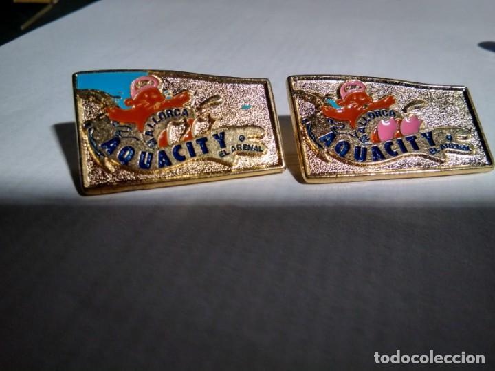 Pins de colecci&oacute;n: 2 pins Aquacity (mallorca) (con defectos en colores)