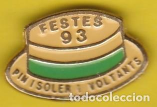 Collection pins: PIN -TARRAGONA -FIESTAS/FESTES BARRIO PIN I SOLER 1993-SOMBRERO CANOTIER CINTA VERDE-METAL ESMALTADO