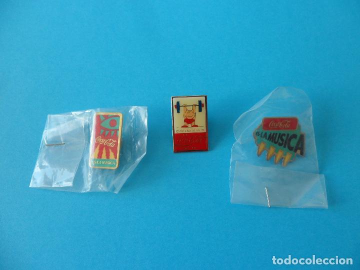 Pins de colecci&oacute;n: Lote de Pins de Cocacola Es la M&uacute;sica y Halterofilia Olimpiadas Barcelona&acute;92
