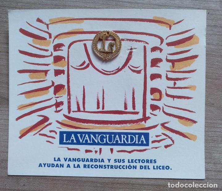 Pins de colecci&oacute;n: antiguo pin ayuda reconstruccion del liceo de barcelona, la vanguardia