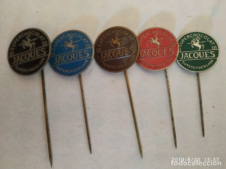 Pins e Spille di collezione: 5 pins de Alfiler publicidad Chocolates Jacques Super chocolate alfileres