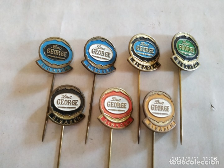 Pins de cole&ccedil;&atilde;o: Lote de 7 Pins de Alfiler con publicidad de tabaco D&uacute;o George. Esmaltados. Diferentes.