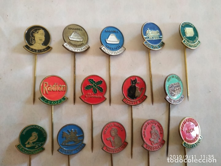 Pins de cole&ccedil;&atilde;o: Lote de 14 Pins Met&aacute;licos de Alfiler con publicidad diferentes marcas. esmaltados antiguos