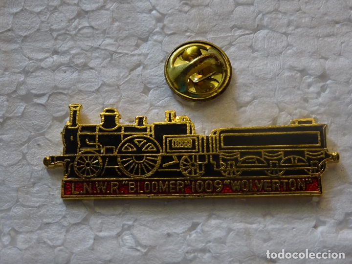 Pins e Spille di collezione: PIN DE TRENES FERROCARRILES. TREN LOCOMOTORA ANTIGUA VAPOR CARB&Oacute;N LNWR BLOOMER 1009 WOLVERTON