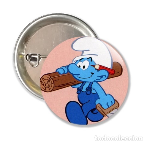 Pins de colecci&oacute;n: CHAPA ALFILER 38 MM - COMIC DIBUJOS ANIMADOS - LOS PITUFOS INGENIOSO