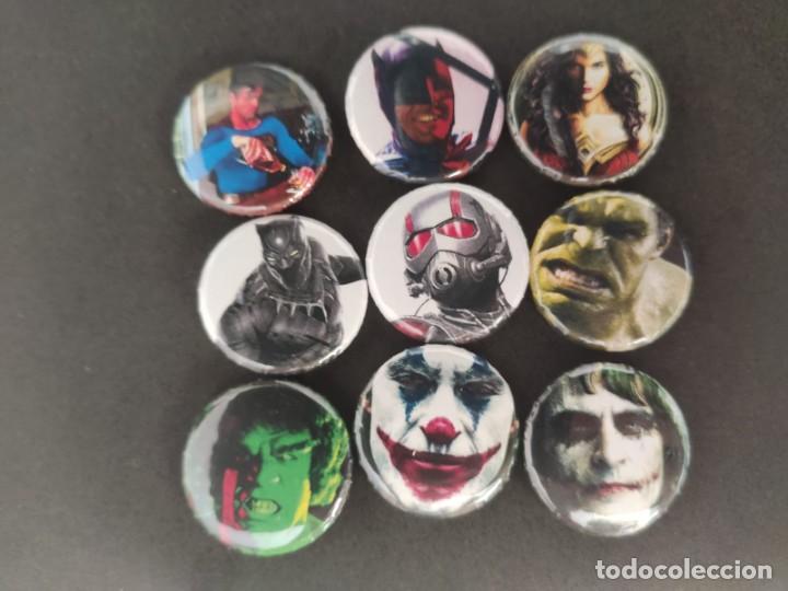 Pins e Spille di collezione: 9 CHAPAS DC COMICS / MARVEL - BATMAN, JOKER, ANTMAN, SUPERMAN, HULK, BLACK PANTHER, WONDER WOMAN