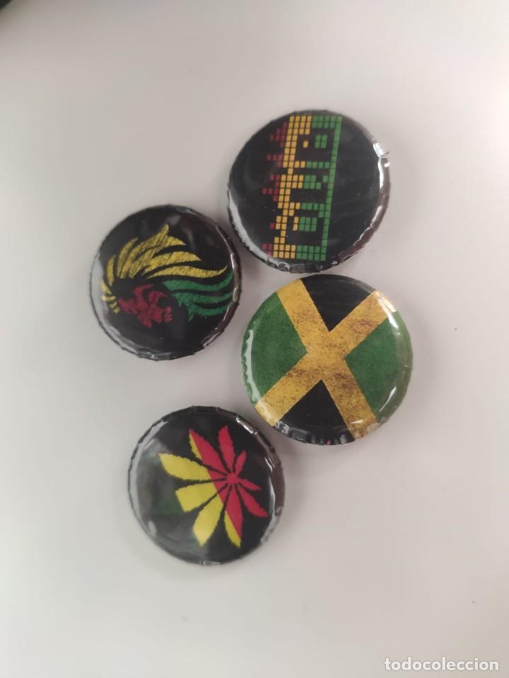Pins e Spille di collezione: 4 CHAPAS JAMAICA, DUB, REGGAE, HOJA MARIHUANA, RASTA, 25 MM NUEVAS, LEON, MUSIC