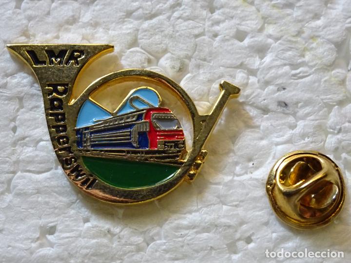 Pin's de collection: PIN DE TRENES FERROCARRILES. SUIZA. LMR RAPPERSWIL. CORNETA