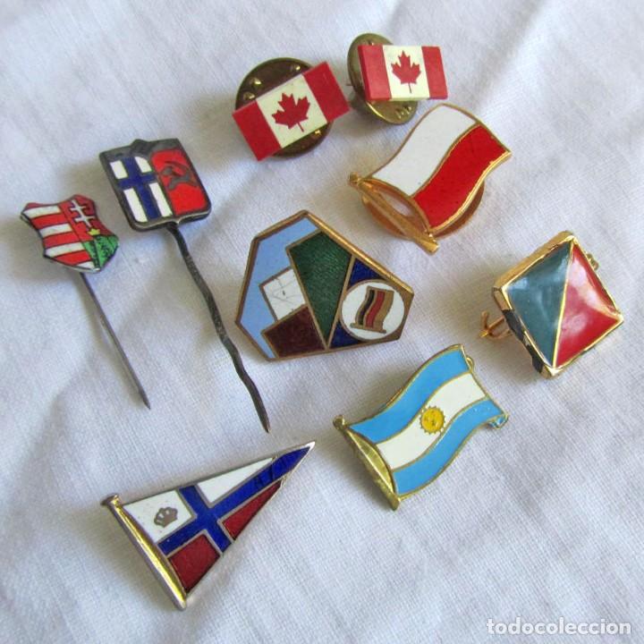 Pins de colecci&oacute;n: 9 pins de banderas y escudos
