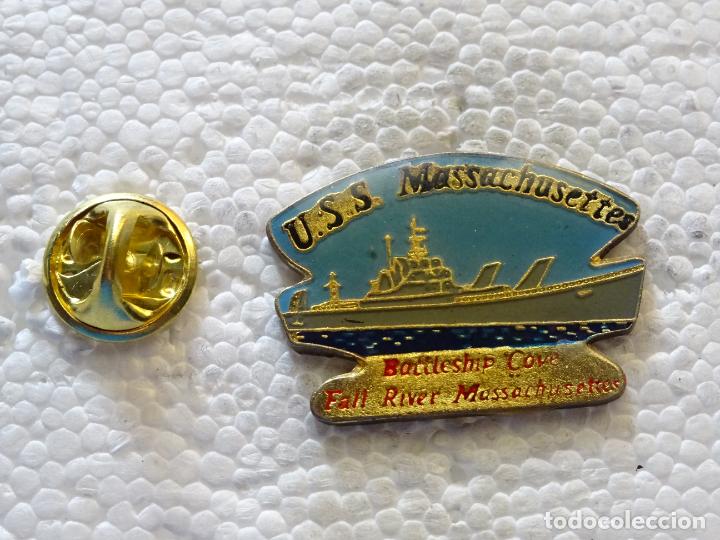 Pins e Spille di collezione: PIN DE BARCOS NAVIERAS. BUQUE BARCO USS MASSACHUSETTS. ARMADA US NAVY MILITAR