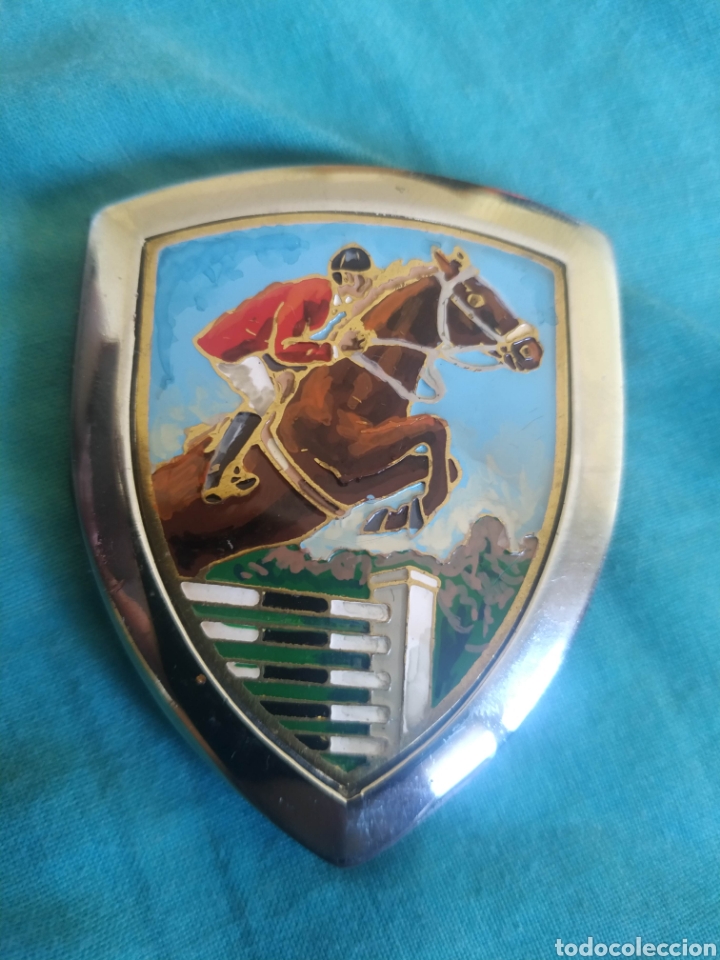 Pins de colecci&oacute;n: Placa hipica caballo salto pintada a mano ( no pin)