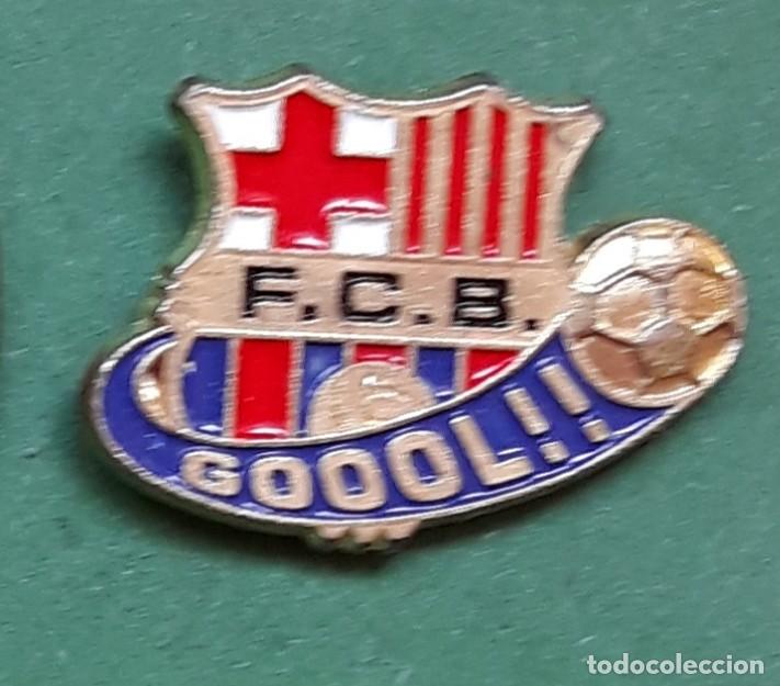 Pins de colecci&oacute;n: PIN- F.C.B - FUTBOL CLUB BARCELONA - ESCUDO BAR&Ccedil;A - GOOOL GOL BALON -LINEVA -A&Ntilde;OS 90 METAL ESMALTADO
