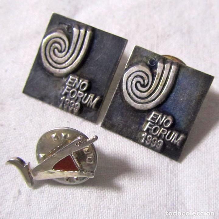 Pins de cole&ccedil;&atilde;o: 3 pins en plata o metal ba&ntilde;ado en plata Enoforum 1999, Ballow