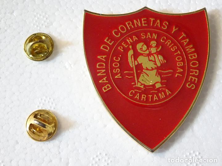 Pins e Spille di collezione: GRAN PIN DOBLE PLACA DE LA BANDA DE CORNETAS Y TAMBORES SAN CRISTOBAL DE C&Aacute;RTAMA, M&Aacute;LAGA