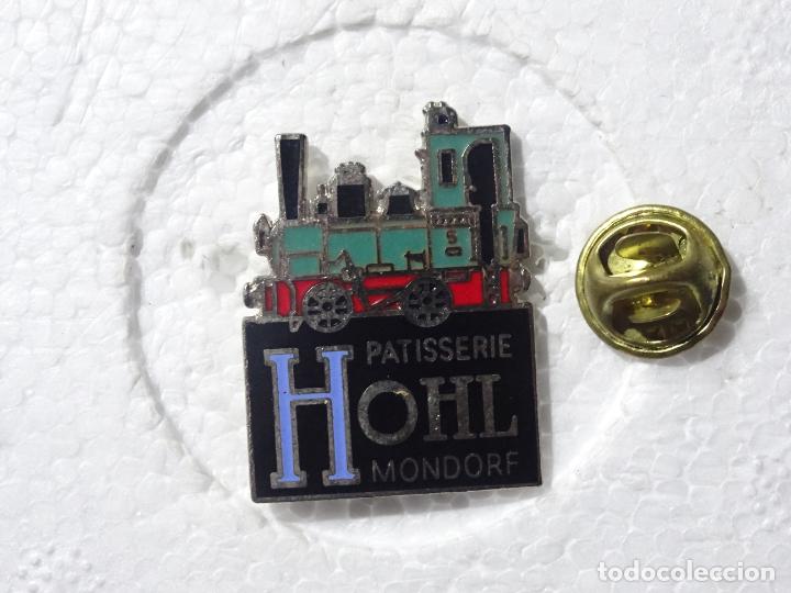 Pin's de collection: PIN DE TRENES FERROCARRILES. LUXEMBURGO. PASTELER&Iacute;A HOHL MONDORF PATISSERIE